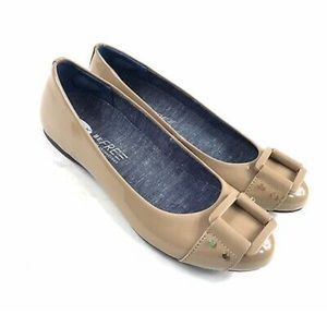 Dr scholls tan patent leather memory foam flats